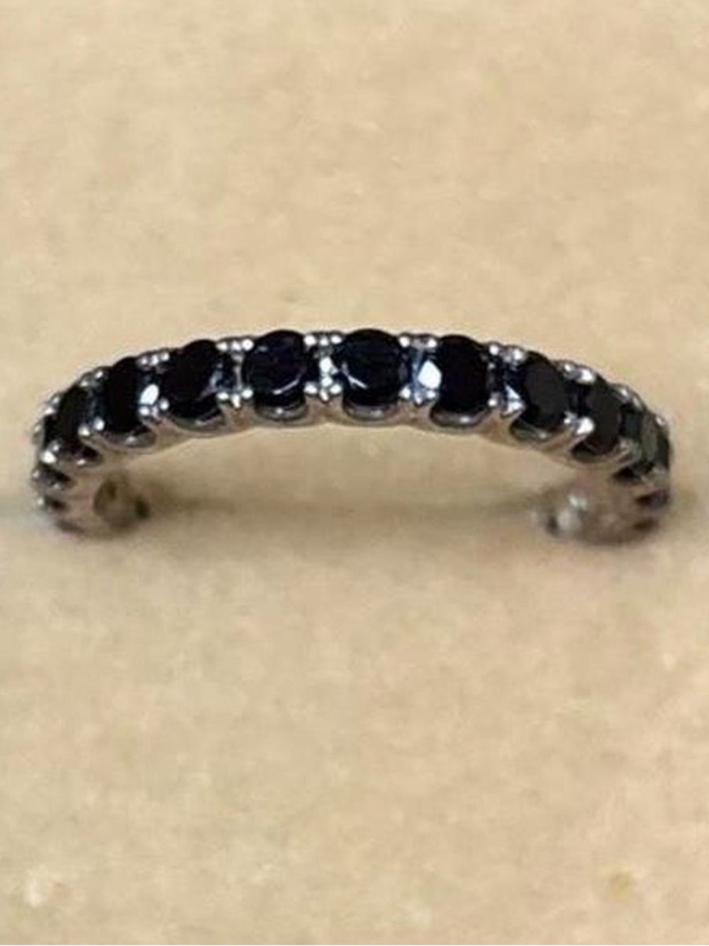 Black Spinel Sterling Silver Infinity Band Size 10 Women’s Ring